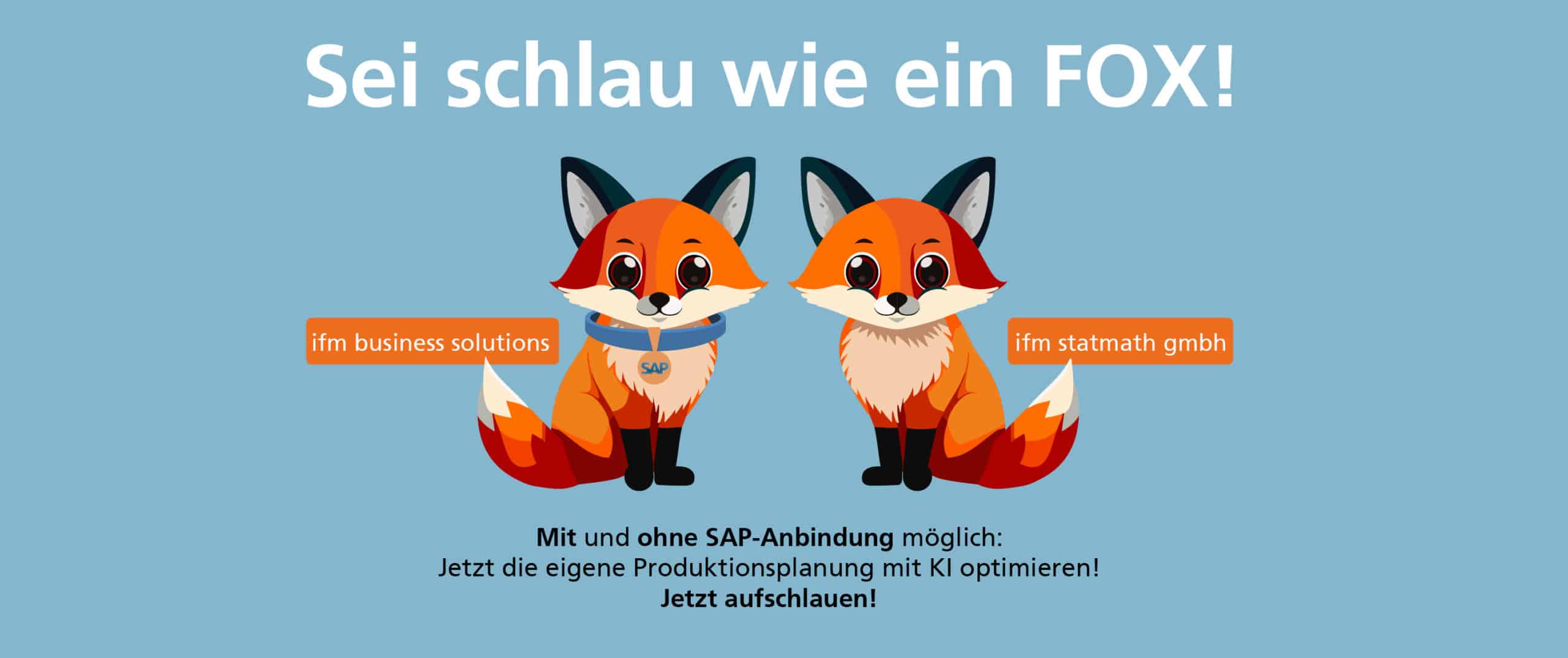 Sei schlau wie ein FOX! Zwei Füchse auf blauem Hintergrund